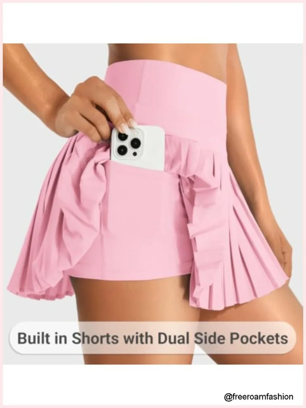 Pleated Tennis Skort with Built-in Shorts, High Waist A-Line Golf Skirt, 2